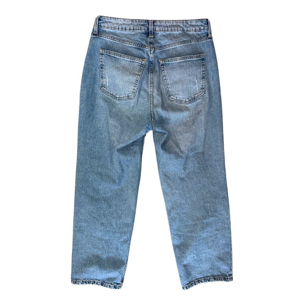 Light Blue Vintage Straight Leg Mom Jeans High Waist Crop Size 8 - Picture 2 of 10